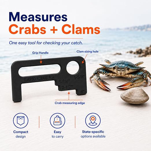 Crab Measurement Tool for Blue Crabs & Clams | VA Regulation 3.25-3.5" Peeler - Image 4