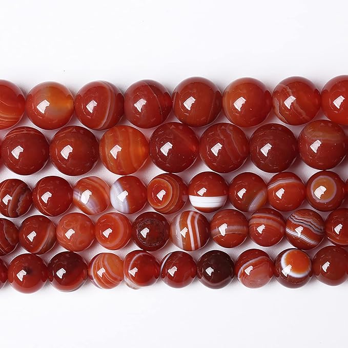 90PCS 4mm Natural Red Striped Agate Beads Round Loose Gemstone Beads by NaturalStoneBeads