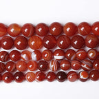 60PCS 6mm Natural Red Striped Agate Beads Round Loose Gemstone Beads - Image 2