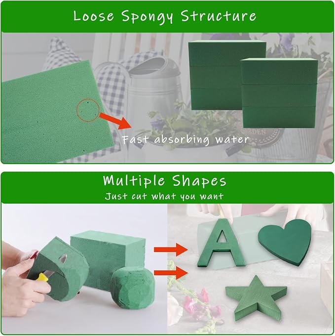 Prashent 96Pcs Floral Foam Blocks Green Wet Dry Flower Foam Plant Foam - Image 5