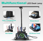Desk Lamp with USB-C Charging Port and Organizer Base, LED Desk Light with Pen - Image 3