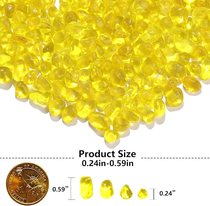QYGL Yellow Clear Glass Pebbles 0.55LB, Tumbled Sea Glass Stones - Image 3