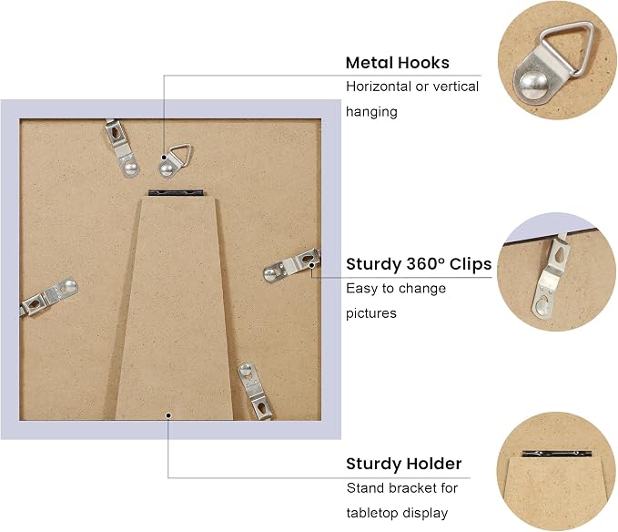 8x8 Picture Frame with Wavy Mat, Wooden Real Glass 8 x 8 Photo Frame - Image 4