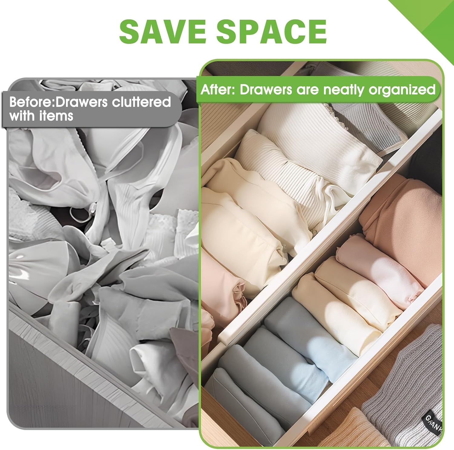 5 Pack Drawer Dividers 3.2" High Slim Organizers Expandable 10.8-17.9" Adjustable Separators for Shallow Drawers Kitchen Utensils Baby Clothes Underwear Storage-White(Short)