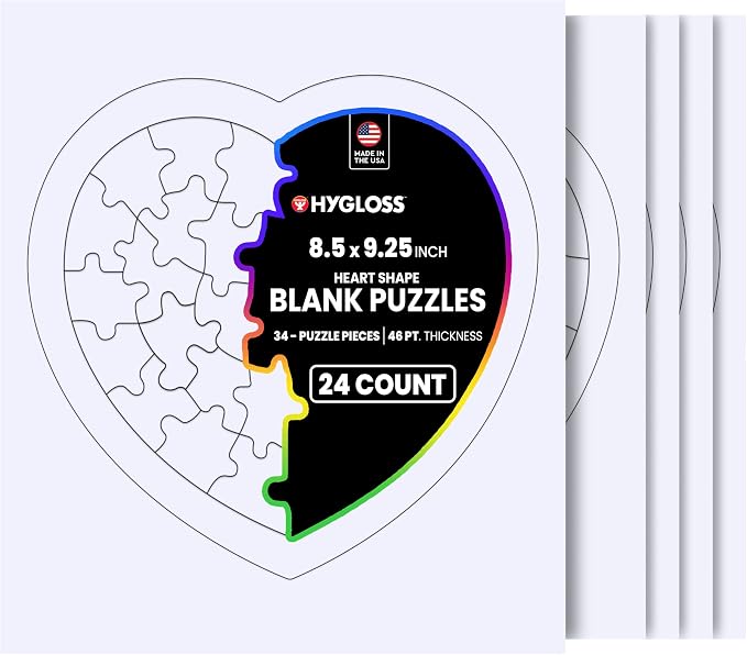 Hygloss 24 Blank Heart Puzzles – 8.5 x 9.5 Inches by HyglossProductsInc