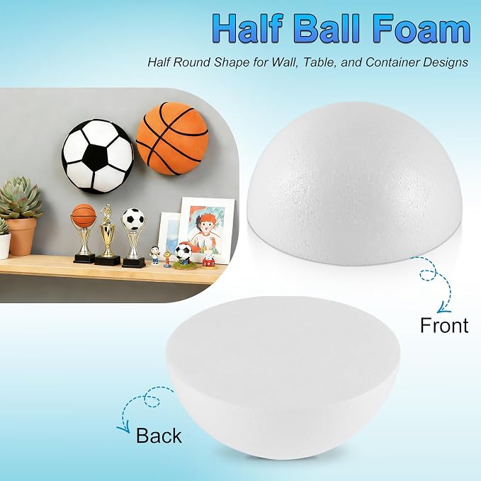 Yalumo Half Foam Balls for Crafts, 10 Pack Multi-Size Smooth Polystyrene Half - Image 3