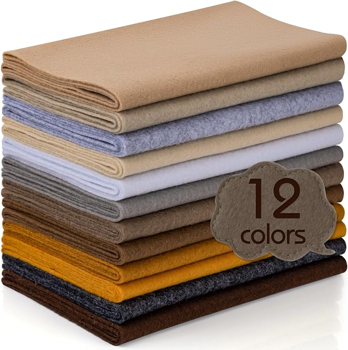 12 Rolls 8"x35" 1.4mm Thick Soft Felt Fabric Sheet 12 Assorted Brown Series by MITINU