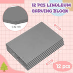 MotiMind 12 Pcs 6 x 8 Inch Linoleum Block Rubber Stamp Carving Blocks Soft - Image 2