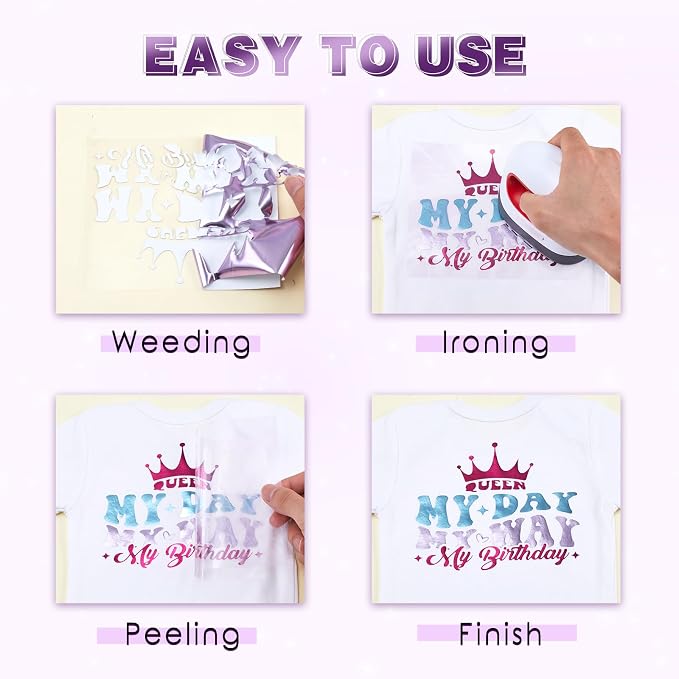 Tintnut Violet Holographic Heat Transfer Vinyl Roll, easy cut & weed, stretch - Image 4