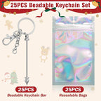 ROADPLUM 25 Pcs Beadable Keychain Bar Set, DIY Alloy Blank Beadable Items - Image 2