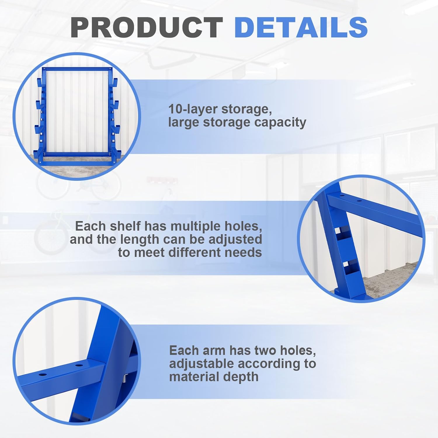 Steel Lumber & Pipe Storage Rack – Heavy Duty 4-Tier Horizontal Organizer Shelf for Garage, Workshop, Basement, 24"x48"x61"