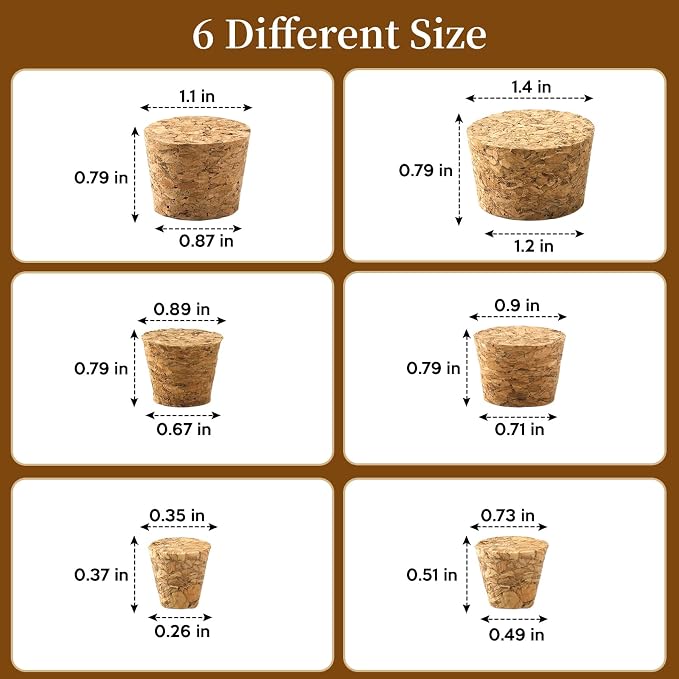 Natural Cork Stoppers for Bottles, Salt and Pepper DIY Projects, Airtight - Image 2