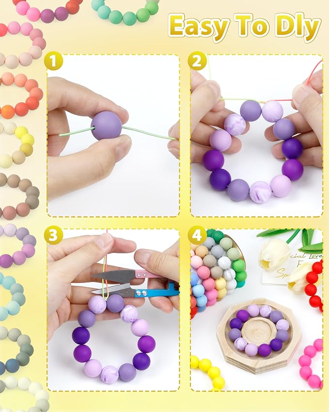 FIVEIZERO 160PCS 15mm Round Silicone Beads, Wear-resistant, Easy-clean - Image 4