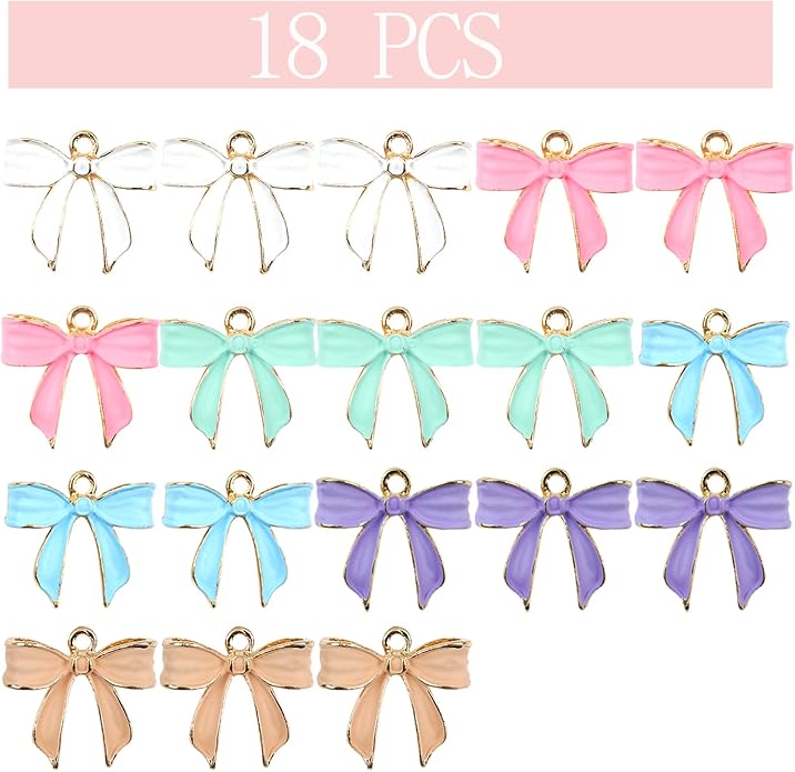 Bow Charms for Bracelet Jewelry Making Cute Bracelet Charms | 18Pcs, Bow Charms - Image 2