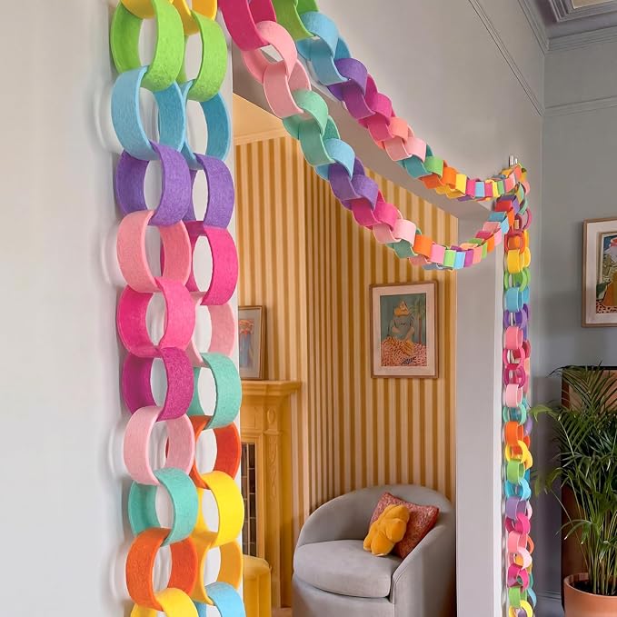 Roowest 600 Sheets Felt Chain Strips Bright Color Chain Garland 1x8 Inch - Image 6