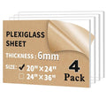 4 Pack 20" x 24" Plexiglass Sheets 1/4 inch Thick | Clear Acrylic Sheets Panel by Unknown