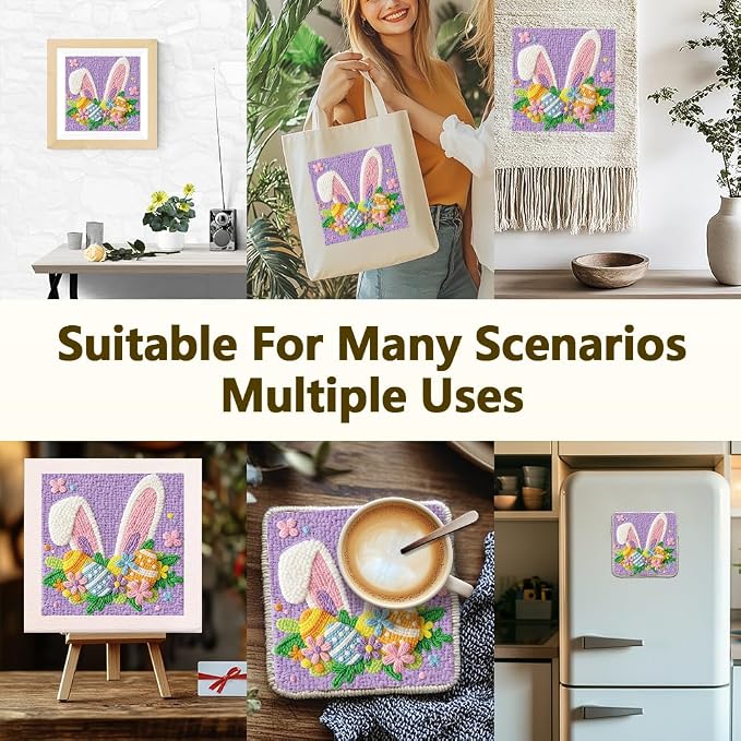 Doodlream Easter Bunny Ears Egg DIY Punch Needle Embroidery Kit - Image 5