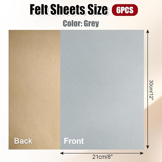 Biaungdo Grey Self Adhesive Felt Sheets, 8 x 12 Inch, Felts Fabric - Image 4