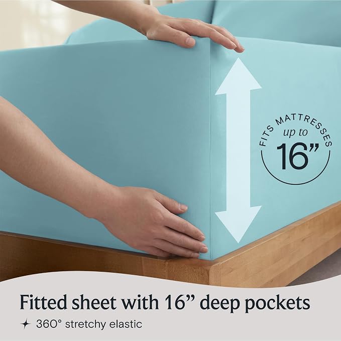 LuxClub 4 PC King Size Sheet Set Deep Pockets 18" Wrinkle Free Cooling Sheets - Image 6