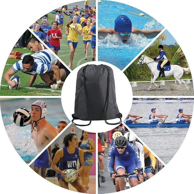BeeGreen Black Drawstring Backpack Bags Bulk 10 Pack Cinch Sackpack X-Large - Image 6