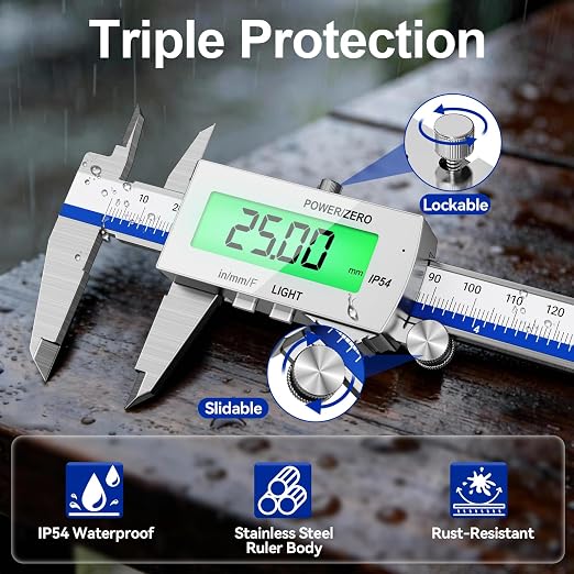 Preciva Backlight Digital Caliper, 6 Inch Rechargeable Electronic Micrometer - Image 5