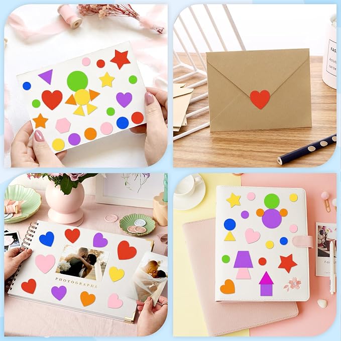 CCINEE 1218 Pcs Foam Stickers 7 Colors Self Adhesive Foam Shapes Sticker - Image 7