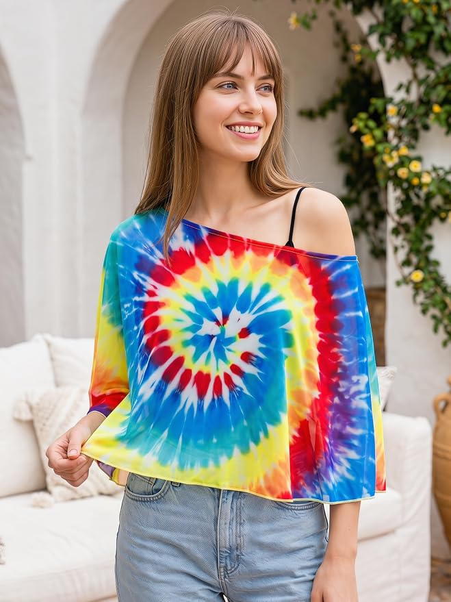 Women Chiffon Shawl Cape Colorful Summer Poncho Tops Beach Dress Cover up - Image 4