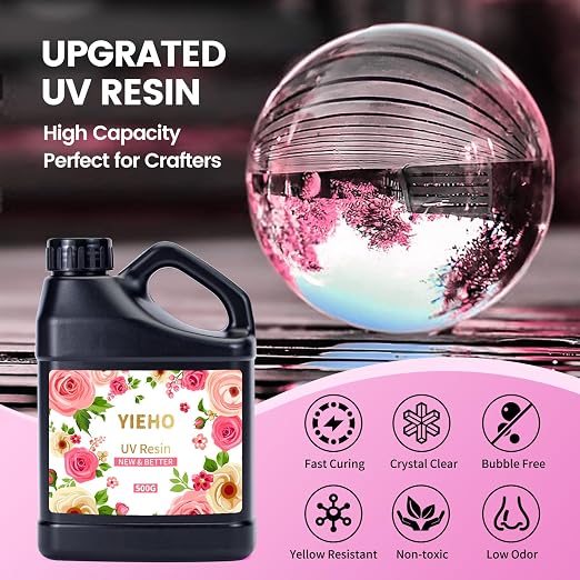 YIEHO UV Resin 1500g -Bulk Upgraded Crystal Clear Hard UV Fast Curing Epoxy - Image 4
