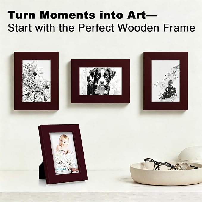 RPJC 3.5x5 inch Picture Frame Made of Solid Wood High Definition Glass - Image 2