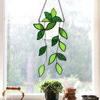 BOXCASA Plant Stained Glass Window Hanging Handmade Green Suncatcher Gift | - Image 4
