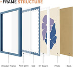 11x14 Picture Frame with Wavy Mat, Wooden Real Glass 11 x 14 Photo Frame - Image 5