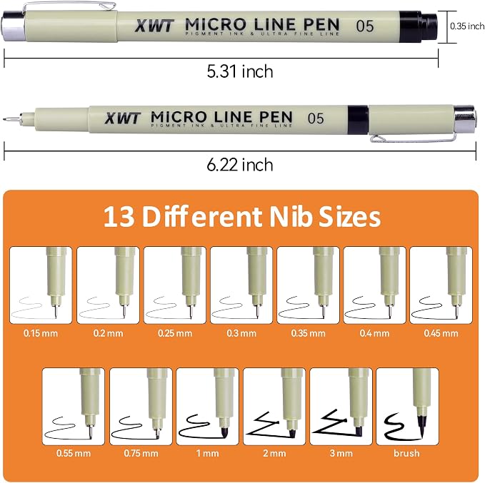 12+1 Fineliner Drawing Art Pens, Watercolor, Calligraphy, and Detail Outlining - Image 8