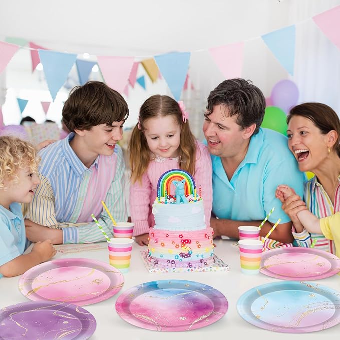 Lonfliness 48PCS Tie Dye Paper Plates 7inch Pink and Purple - Image 7