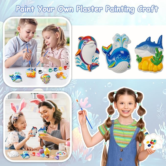 Yamgqus 24 Pcs Paint Your Own Plaster Jungle Animals Painting Kit, DIY Ceramic - Image 3
