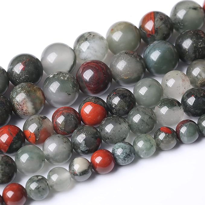 90PCS 8mm Natural African Bloodstone Beads Round Loose Gemstone Energy Healing by NaturalStoneBeads