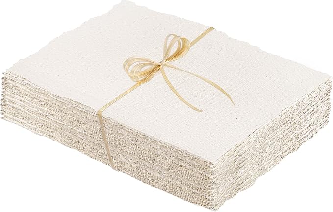 Prudiut 50 Sheets Cotton Watercolor Paper, 5 x 7 inches, 300 GSM, Deckled Edge by Prudiut