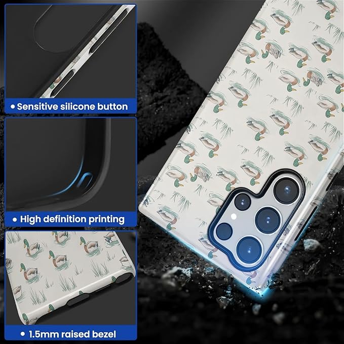for Samsung Galaxy S24 Ultra Case, Cute Duck Pattern Glossy 2 in 1 Shockproof - Image 4