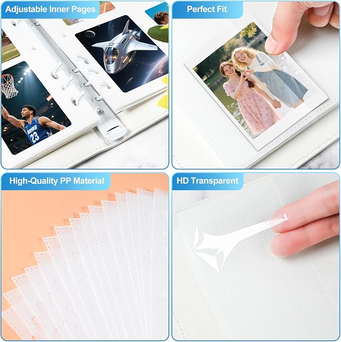 4 Pocket Trading Card Album Holds 200 Cards, 25 Removable Double-Sided Sleeves - Image 6
