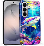 for Samsung Galaxy S26 Case, Colorful Ocean Sharks Pattern Glossy 2 in 1 by Teonvpu