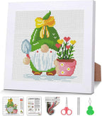 VIGEGU Gnome Cross Stitch Kits for Beginners, Flowers Stamped Cross Stitch for by VIGEGU