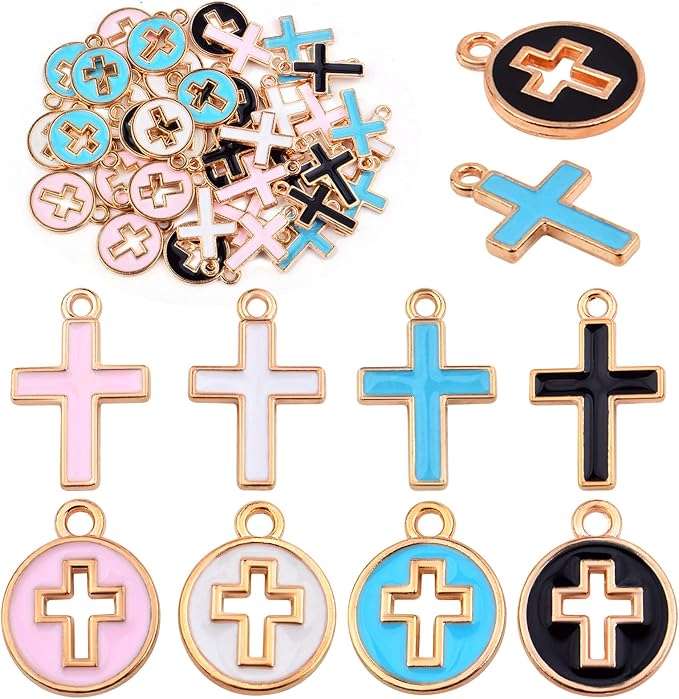 Aylifu 40pcs 2 Styles Enamel Cross Charms Alloy Religious Cross Crucifix Jesus by Aylifu