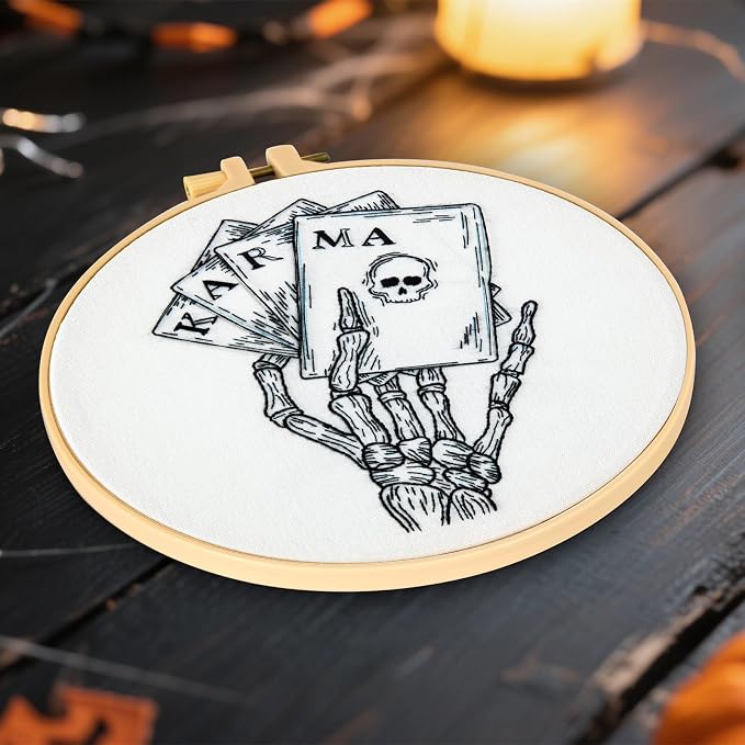 Gothic Tarot Embroidery Kits for Beginners Adults, Halloween Hand Bone - Image 8