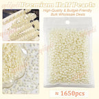 qiipii 1650PCS 5mm Small Beige White Round Half Round Pearls - Image 2