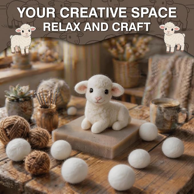 DIY Needle Felting Kit Cute White Lamb Lying – Needle Felting Starter Kit - Image 6