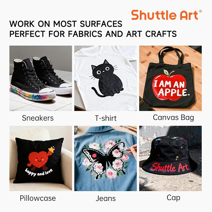 Shuttle Art Black Fabric Paint, 4 oz Fabric Paint - Image 8