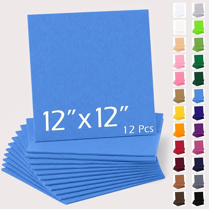 12" x 12" Felt Sheets for Crafts, 2mm Stiff Felt Fabric, Sky Blue | 2mm Thick by AblemeDeco