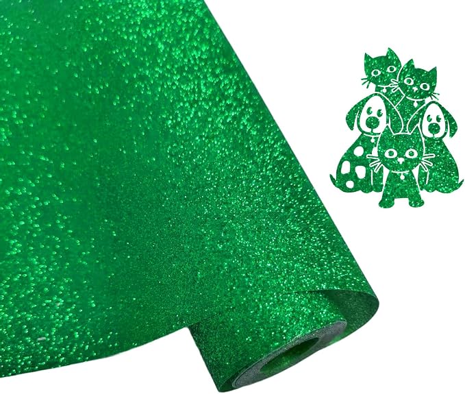 Efuncro- Green Glitter HTV 12'' x 8ft Heat Transfer Vinyl, Iron on - Image 2