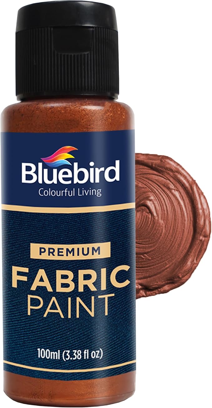 BLUEBIRD Fabric Paint, Copper Brown, 3.4 Fl Oz, Permanent Fabric Paints by BluebirdArts