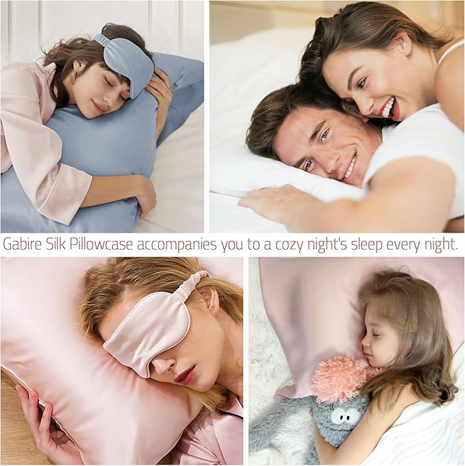 Gabire Mulberry Silk Pillowcases Set of 2, Both Sides Real Silk - Image 5