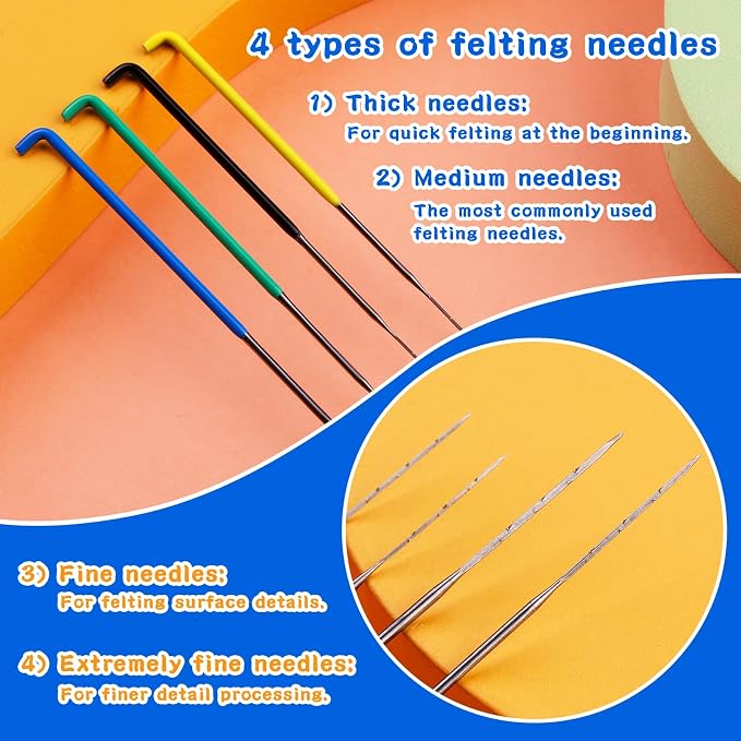FTEVEN Felting Needles, Wooden Handle, Finger Cots Felting Supplies - Image 3